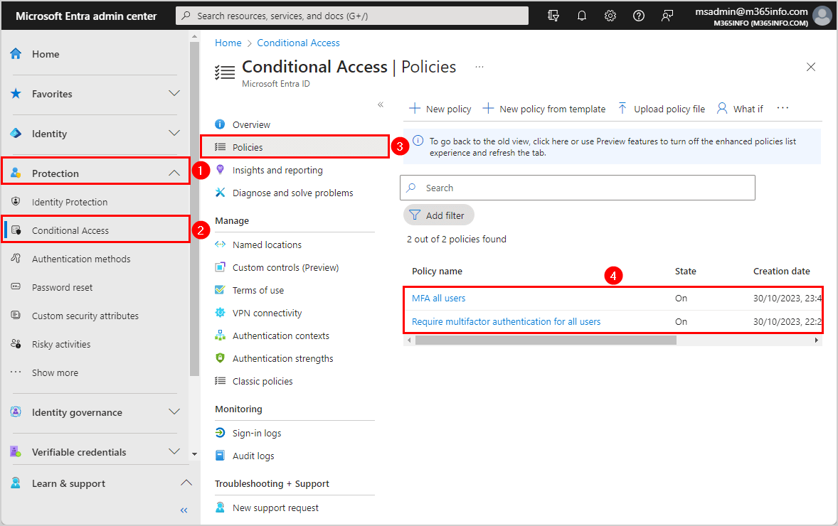 This is one of the steps of enabling MFA via Conditional access in M365 tenants